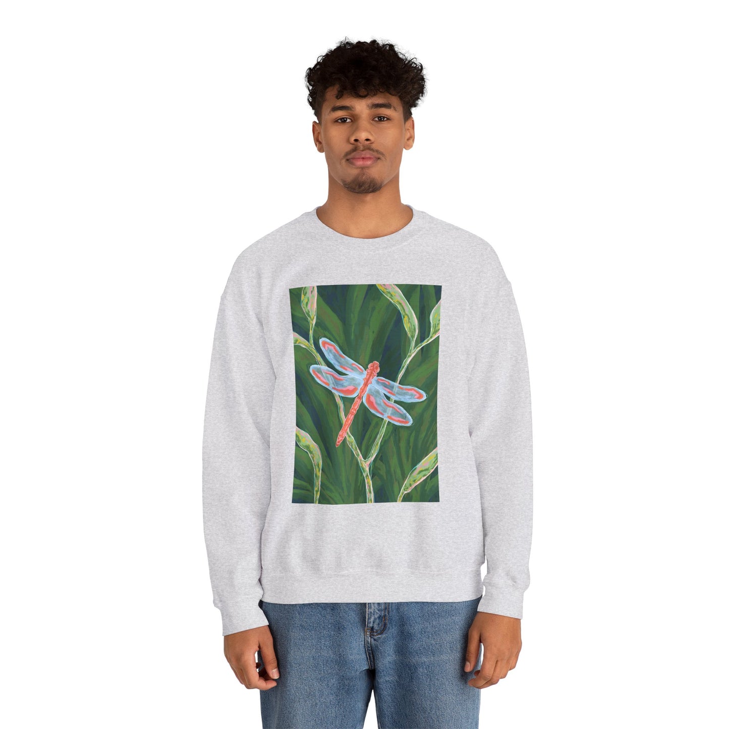 Dragonfly Artwork Sweatshirt, Cozy Graphic Crewneck, Nature-Inspired Gift, Casual Fashion, Unisex Fall Layering
