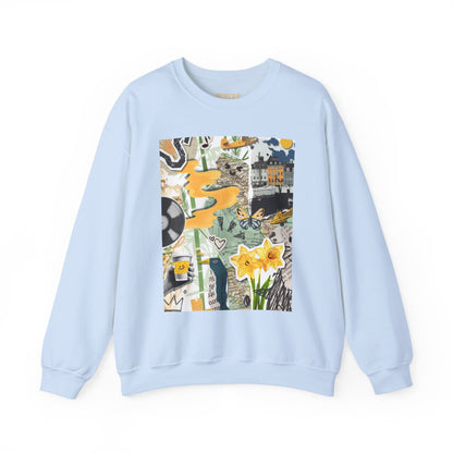 Vibrant Art Sweatshirt for Creatives, Cozy Fall Layering, Gift for Artists, Unique Graphic Pullovers, Casual Everyday Wear, Abstract, Vintage, Collage, Crewneck, Cool Hoodies