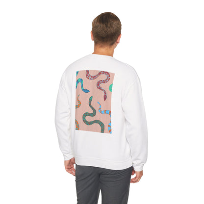 Funky Snake Unisex Crewneck Sweatshirt, Cozy Apparel, Unique Gift, Snake Art, Relaxed Style, Perfect for Casual Outings