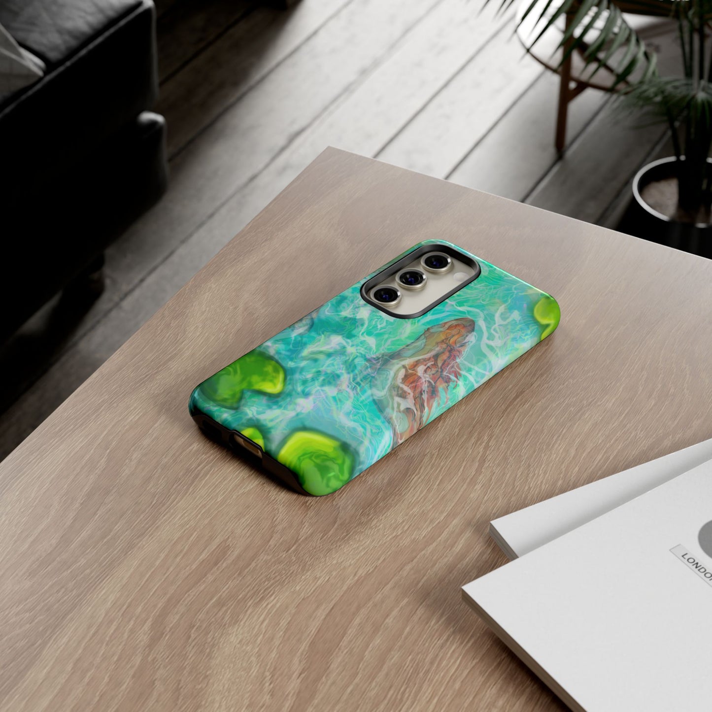 Watercolor Phone Case, Nature Lover Gift, Tough Phone Cover, Phone Accessory, Unique Design for Spring/Summer, Lily Pad, Fish Pond