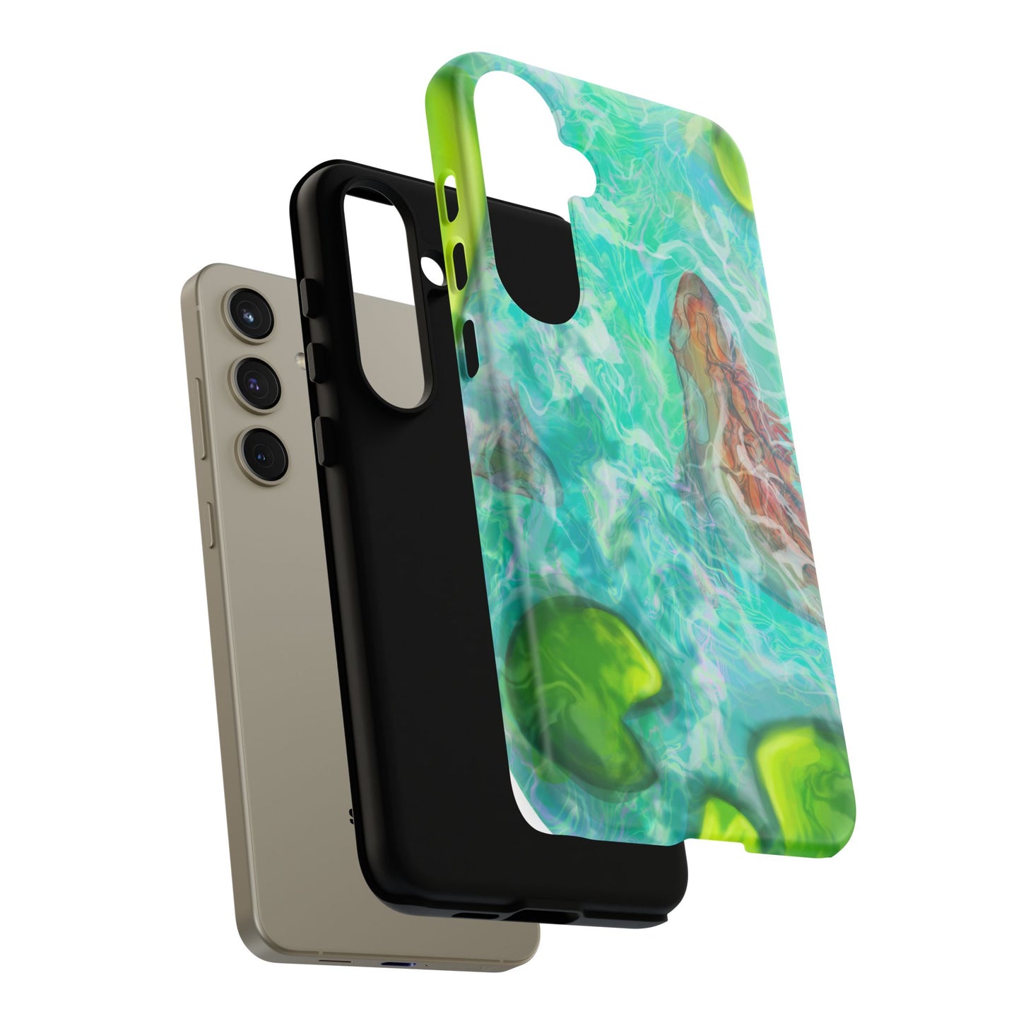 Watercolor Phone Case, Nature Lover Gift, Tough Phone Cover, Phone Accessory, Unique Design for Spring/Summer, Lily Pad, Fish Pond