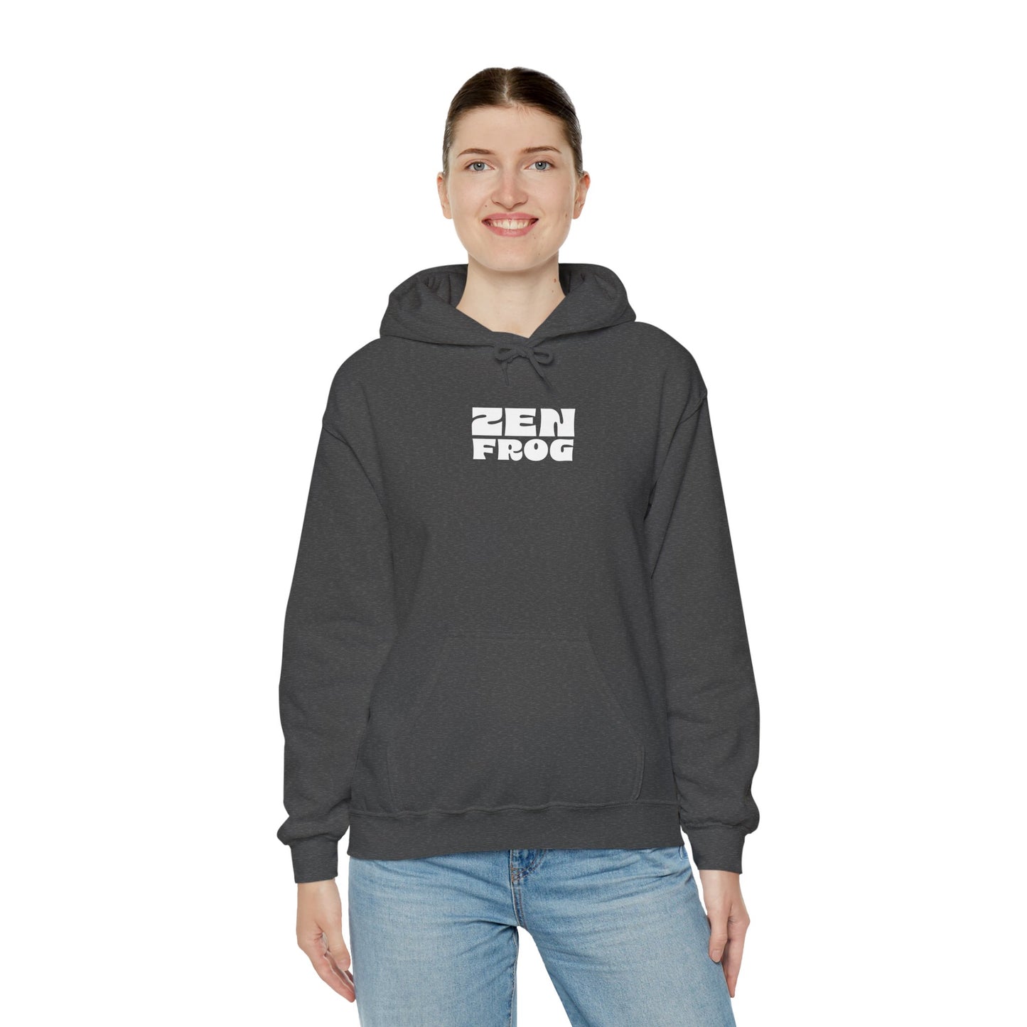 Zen Frog Octopus Unisex Heavy Blend Hooded Sweatshirt, Cozy Graphic Hoodie, Gift for Ocean Lovers, Unique Casual Wear, Relaxed Style