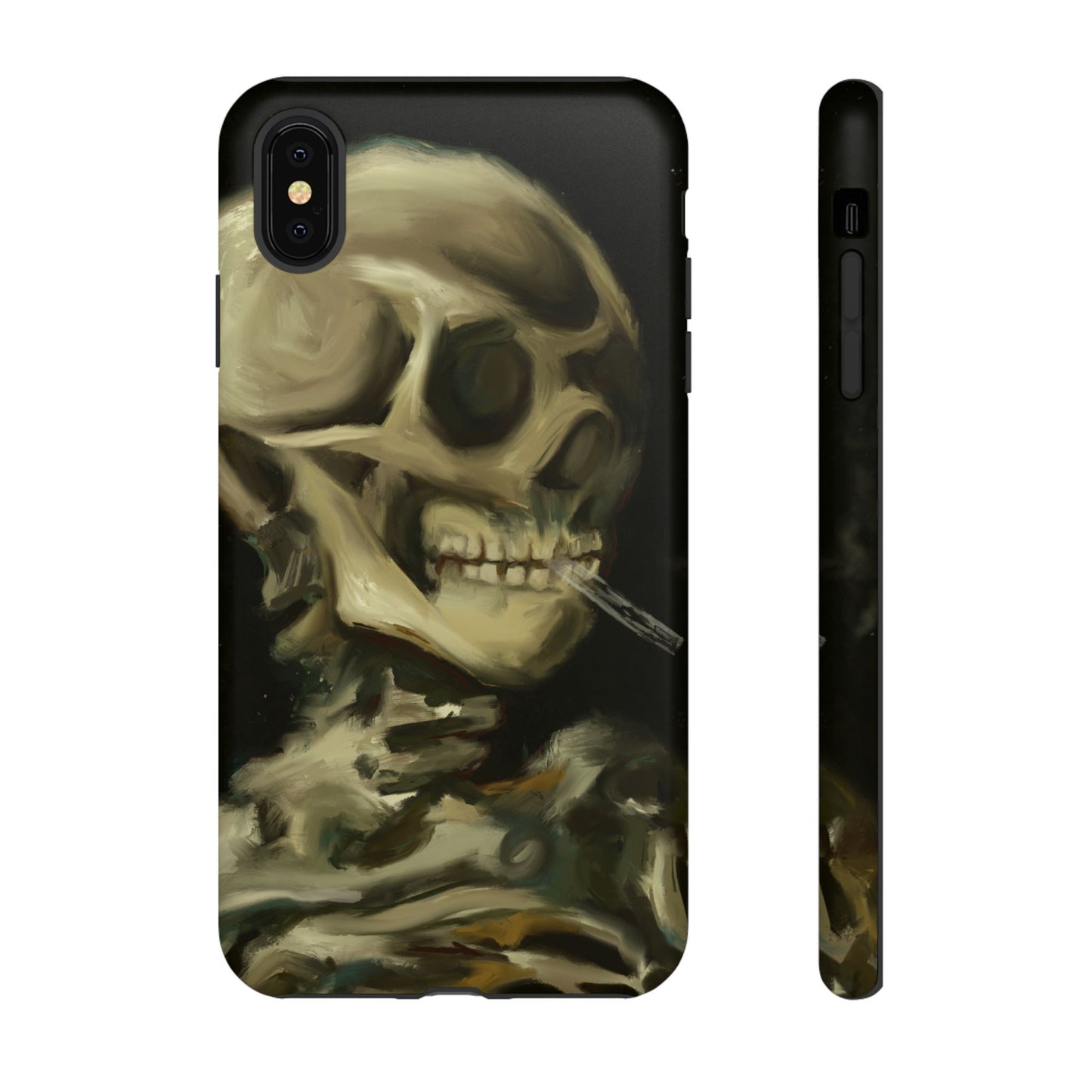 Skull Phone Case - Tough Cases, Macabre Style, Unique Accessories, Perfect for Halloween, Gothic Decor, Edgy Gift Idea | Van Gogh Reimagined, Abstract Twist on  Van Gogh's Skeleton with Burning Cigarette