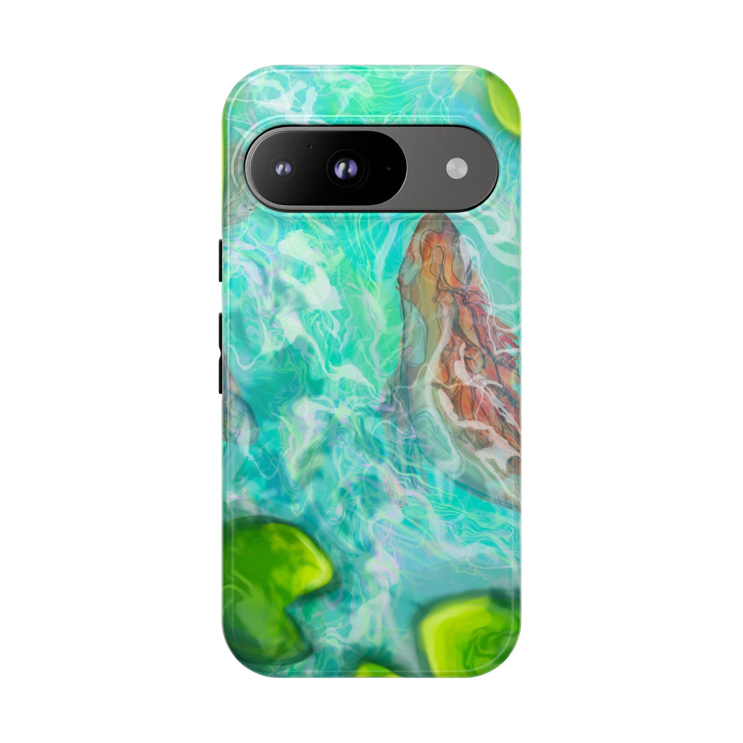 Watercolor Phone Case, Nature Lover Gift, Tough Phone Cover, Phone Accessory, Unique Design for Spring/Summer, Lily Pad, Fish Pond