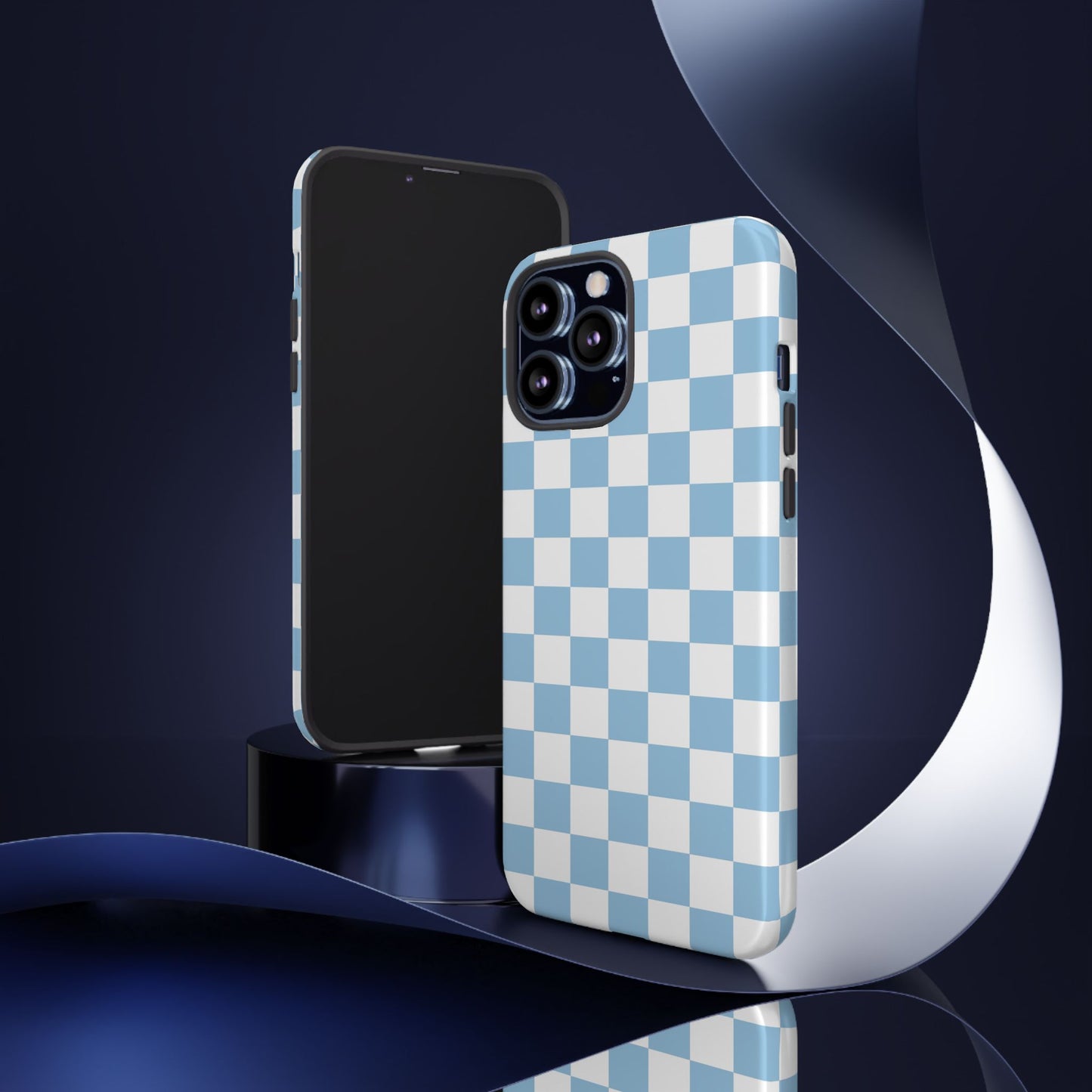 Blue Checkered Phone Case, Tough Phone Cover, Stylish Mobile Protector, Unique Gift for Him/Her, Trendy Accessories for Holidays
