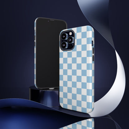 Blue Checkered Phone Case, Tough Phone Cover, Stylish Mobile Protector, Unique Gift for Him/Her, Trendy Accessories for Holidays