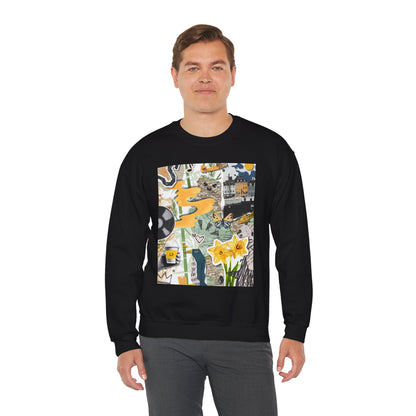 Vibrant Art Sweatshirt for Creatives, Cozy Fall Layering, Gift for Artists, Unique Graphic Pullovers, Casual Everyday Wear, Abstract, Vintage, Collage, Crewneck, Cool Hoodies