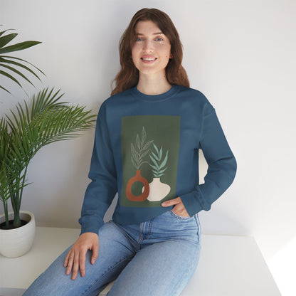 Botanical Minimalist Crewneck Sweatshirt, Cozy Unisex Pullover, Nature-Inspired Gift, Fall Fashion, Comfortable Layering Piece