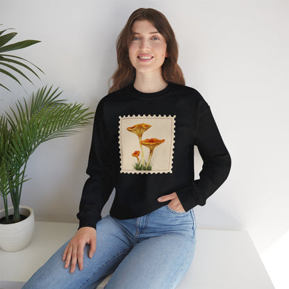Vintage Floral Crewneck Sweatshirt, Cozy Fall Wear, Unisex Gift, Mushroom Art Apparel, Nature Lover Outfit, Comfy Mushroom Crewneck, Vintage Style