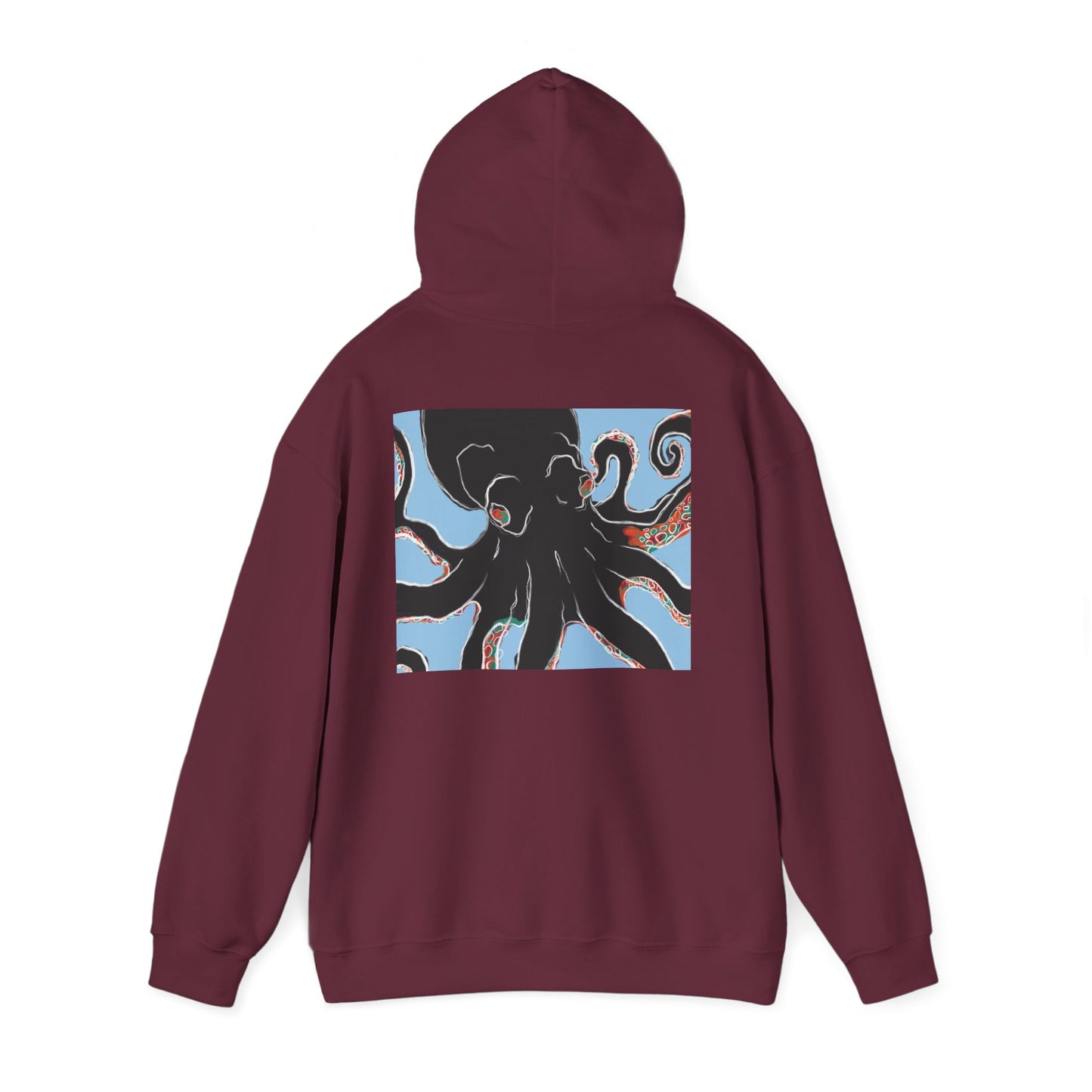 Zen Frog Octopus Unisex Heavy Blend Hooded Sweatshirt, Cozy Graphic Hoodie, Gift for Ocean Lovers, Unique Casual Wear, Relaxed Style