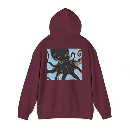 Zen Frog Octopus Unisex Heavy Blend Hooded Sweatshirt, Cozy Graphic Hoodie, Gift for Ocean Lovers, Unique Casual Wear, Relaxed Style