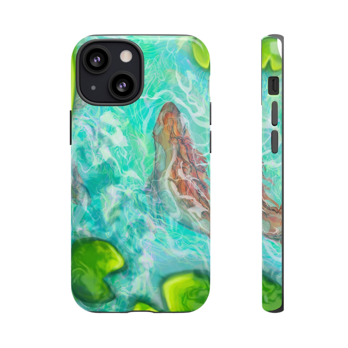 Watercolor Phone Case, Nature Lover Gift, Tough Phone Cover, Phone Accessory, Unique Design for Spring/Summer, Lily Pad, Fish Pond