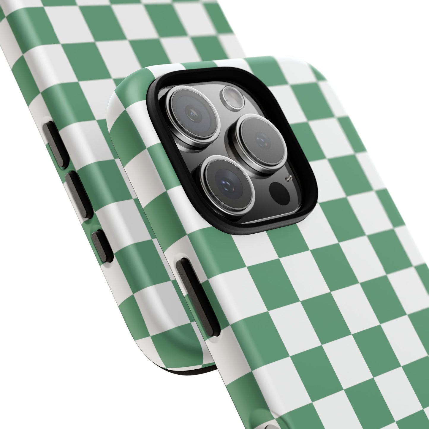 Stylish Phone Case - Green Checker Print, Trendy Phone Cover, Unique Gift, Modern Accessories, Eco-Friendly Case