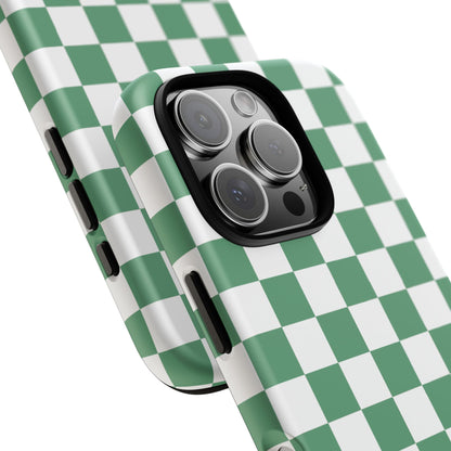 Stylish Phone Case - Green Checker Print, Trendy Phone Cover, Unique Gift, Modern Accessories, Eco-Friendly Case