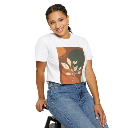Boho Leafy T-Shirt, Unisex Short Sleeve Tee, Casual Wear, Earthy Aesthetic, Gifts for Nature Lovers, Comfortable Everyday Style