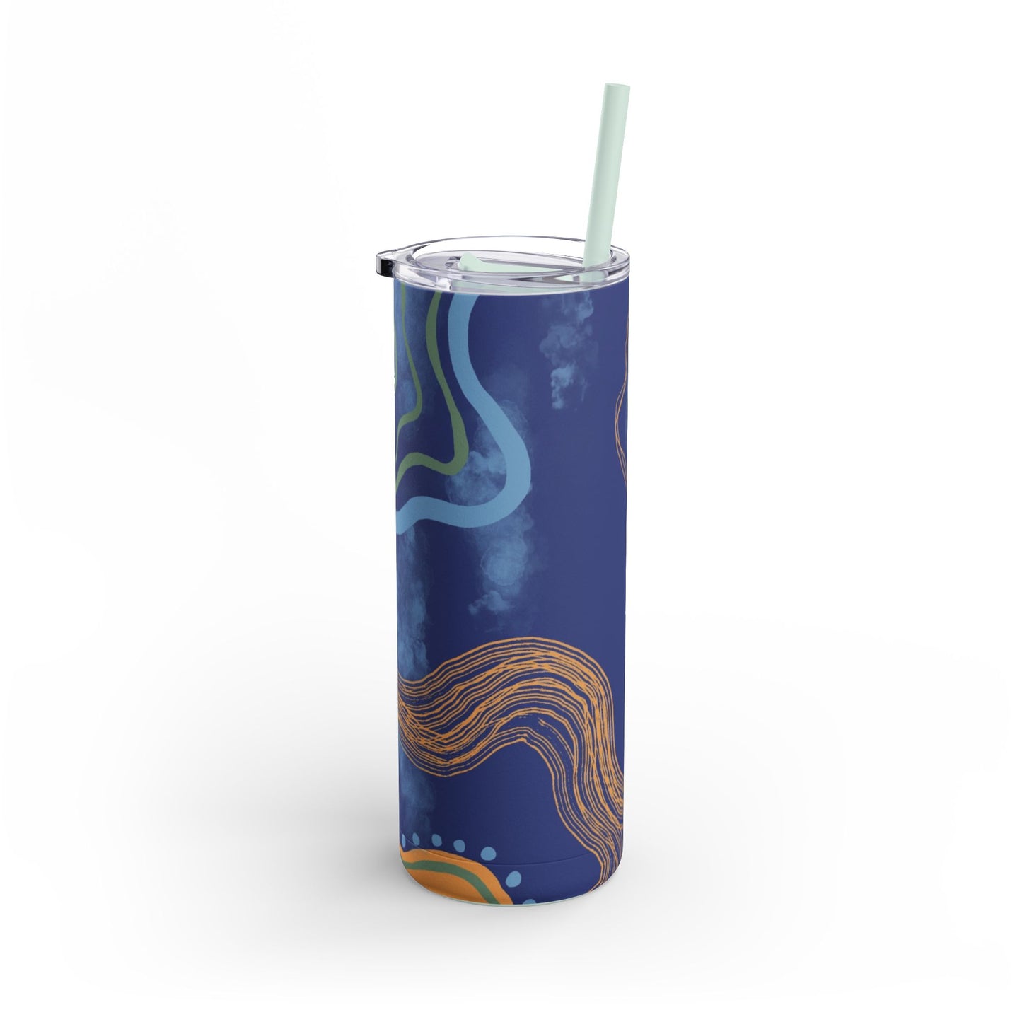 Boho Abstract Art Tumbler, 20oz Skinny Travel Mug, Stylish Drinkware for Camping, Gifts for Her, Home Decor