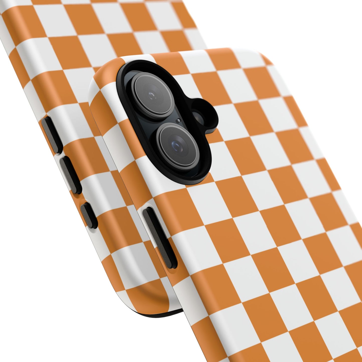 Orange Checkerboard Phone Case, Stylish Tough Cases for Protection, Gift for Friends, Trendy Cell Phone Accessories, Statement Tech Gear