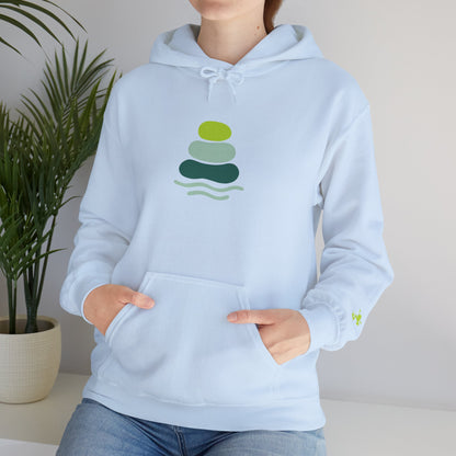 Serene Stacked Stones Hoodie, Unisex Sweatshirt for Mindfulness, Cozy Layer for Relaxation, Gift for Yoga Lovers, Perfect for Meditation