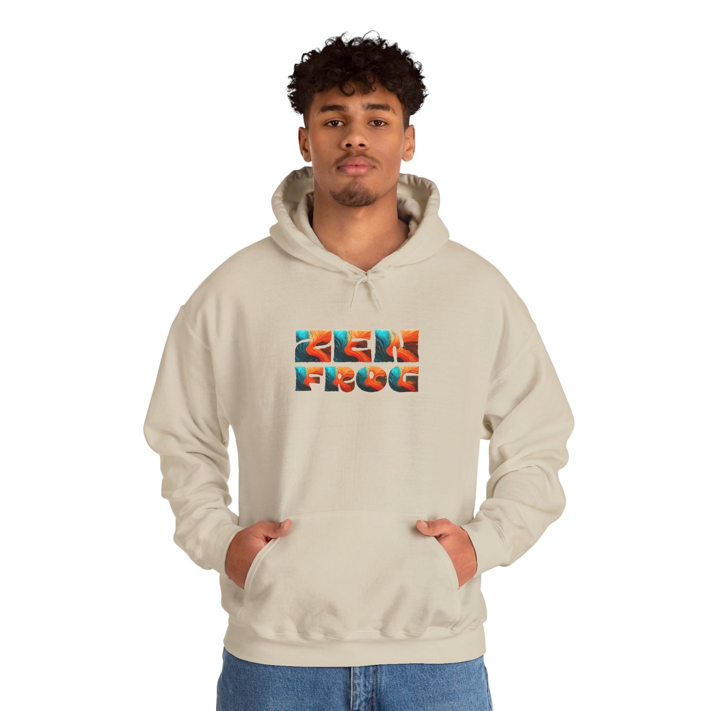 Zen Frog & Moon Unisex Hoodie, Cozy Sweatshirt for Relaxation, Gifts for Nature Lovers, Festival Wear, Everyday Comfort