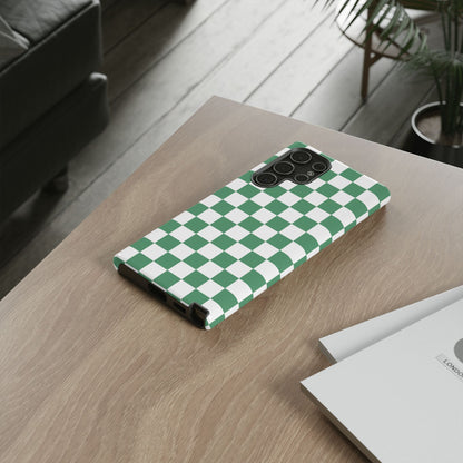 Stylish Phone Case - Green Checker Print, Trendy Phone Cover, Unique Gift, Modern Accessories, Eco-Friendly Case