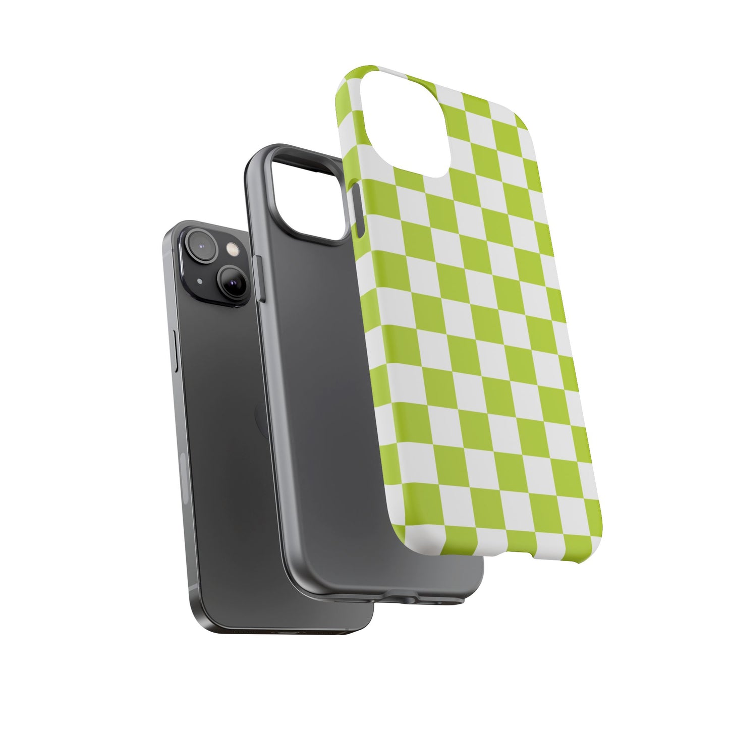 Lively Checker Pattern Phone Case | Tough Cases, Green Checkered Design, Unique Cell Phone Cover, Trendy Accessory, Gift Idea