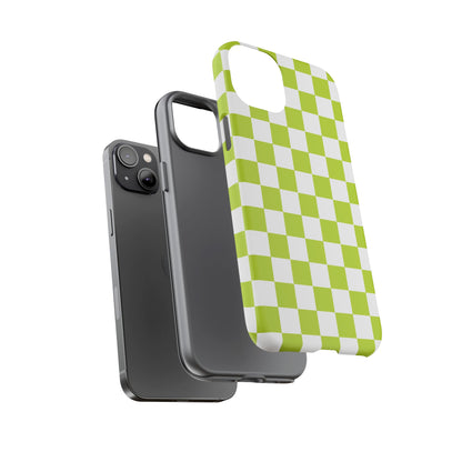 Lively Checker Pattern Phone Case | Tough Cases, Green Checkered Design, Unique Cell Phone Cover, Trendy Accessory, Gift Idea