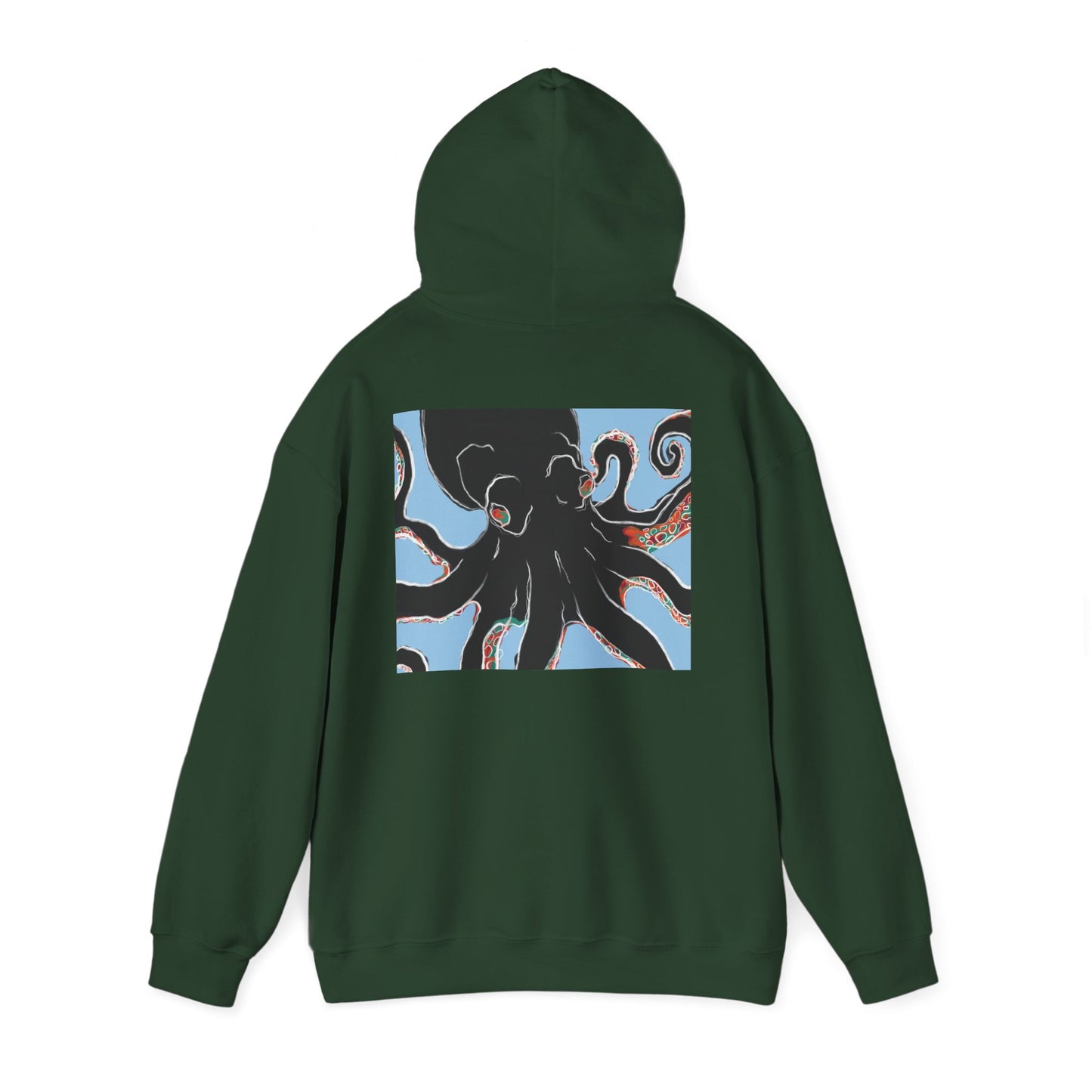 Zen Frog Octopus Unisex Heavy Blend Hooded Sweatshirt, Cozy Graphic Hoodie, Gift for Ocean Lovers, Unique Casual Wear, Relaxed Style