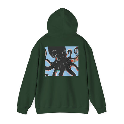 Zen Frog Octopus Unisex Heavy Blend Hooded Sweatshirt, Cozy Graphic Hoodie, Gift for Ocean Lovers, Unique Casual Wear, Relaxed Style