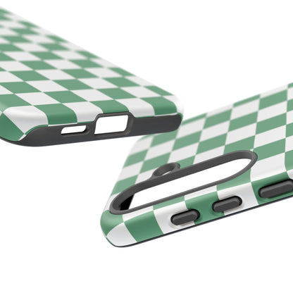 Stylish Phone Case - Green Checker Print, Trendy Phone Cover, Unique Gift, Modern Accessories, Eco-Friendly Case