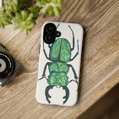 Green Beetle Phone Case - Tough Cases, Insect Lover Gift, Nature Lover Accessory, Unique Phone Cover, Eco-Friendly Design