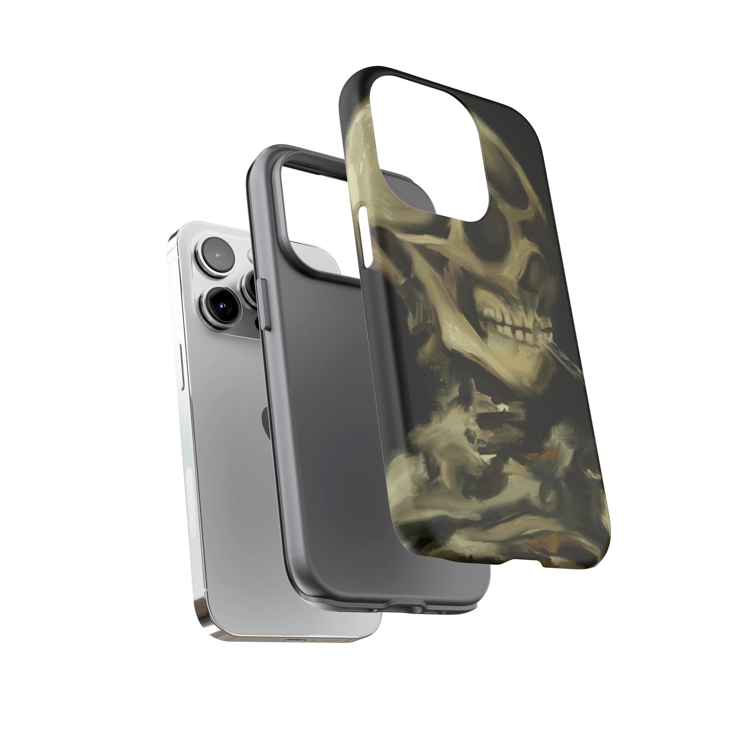 Skull Phone Case - Tough Cases, Macabre Style, Unique Accessories, Perfect for Halloween, Gothic Decor, Edgy Gift Idea | Van Gogh Reimagined, Abstract Twist on  Van Gogh's Skeleton with Burning Cigarette