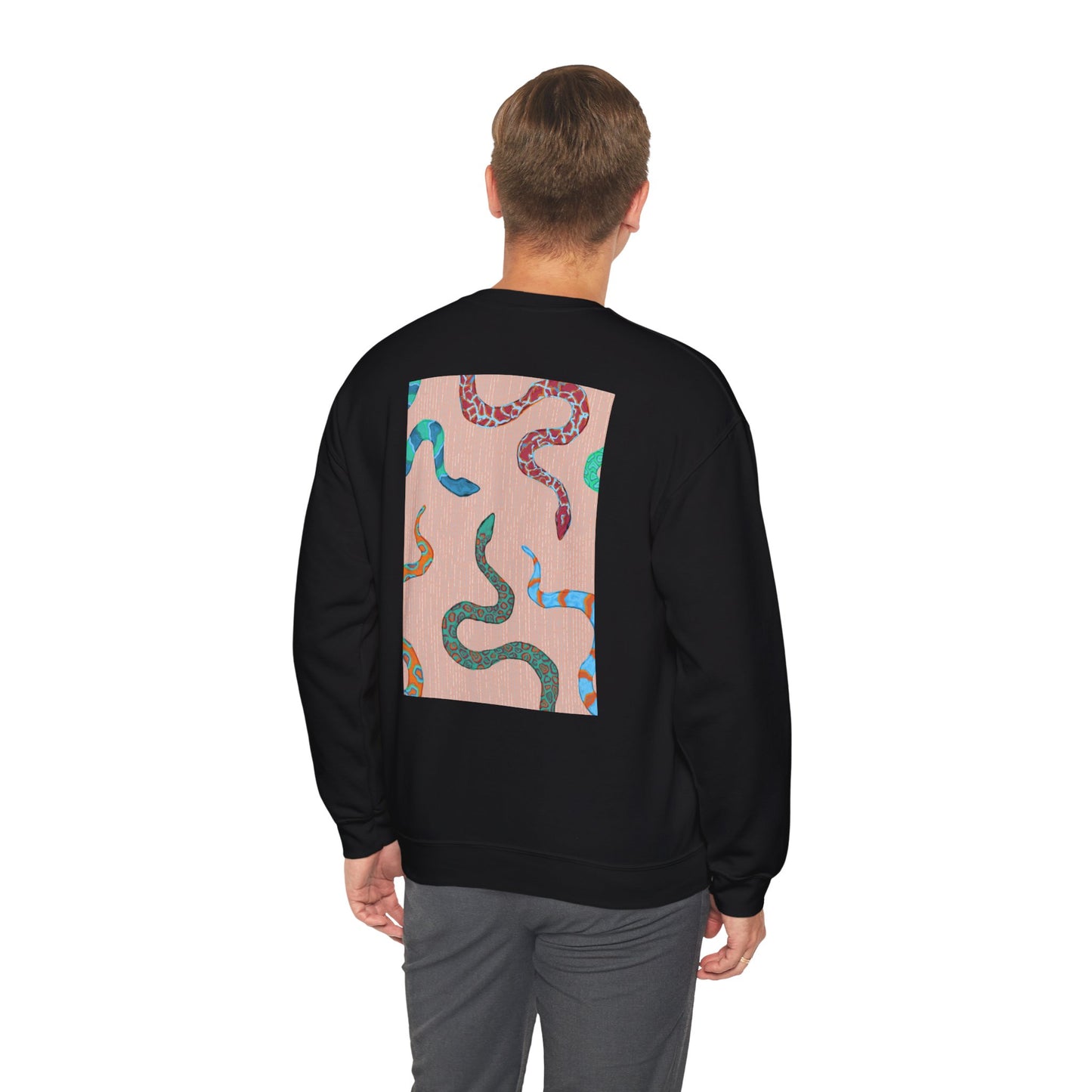Funky Snake Unisex Crewneck Sweatshirt, Cozy Apparel, Unique Gift, Snake Art, Relaxed Style, Perfect for Casual Outings