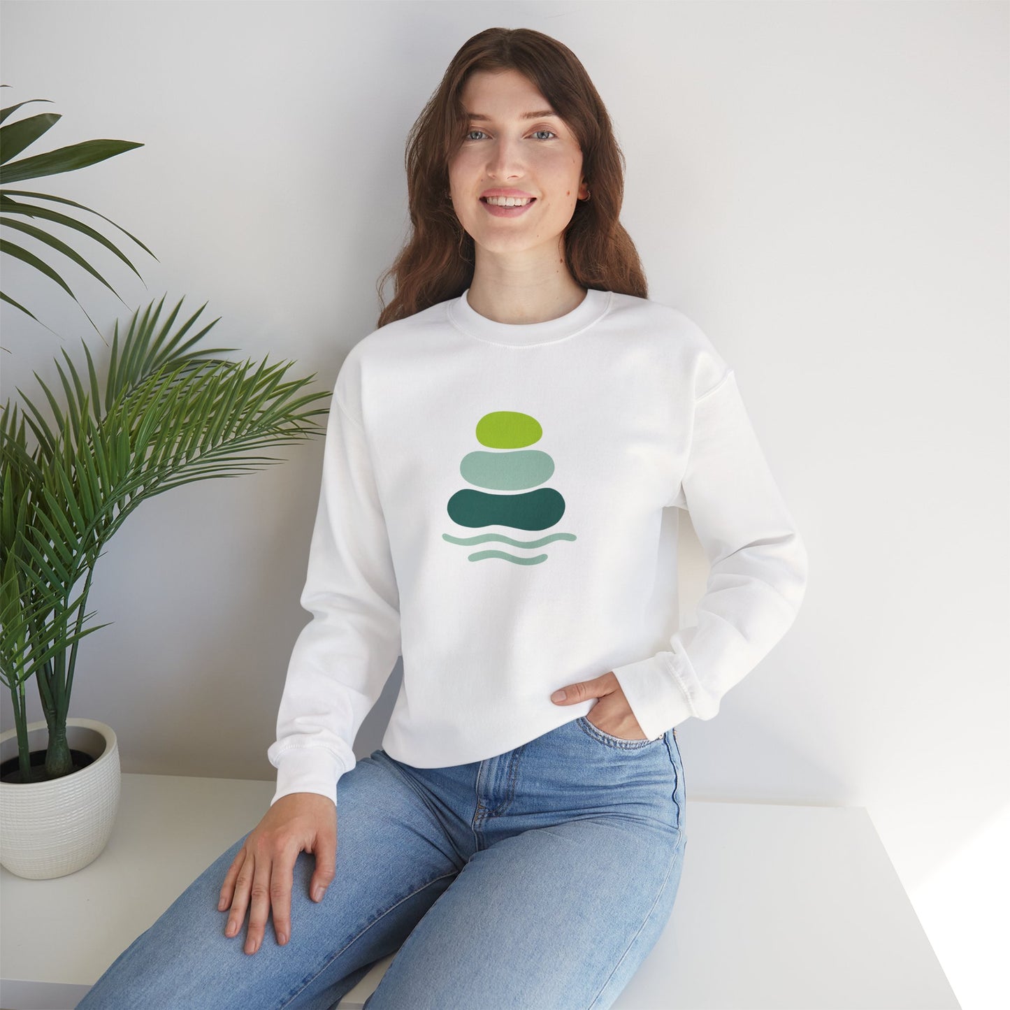 Serene Stones Unisex Crewneck Sweatshirt, Cozy Sweatshirt, Relaxation Apparel, Casual Wear, Mindfulness Gift