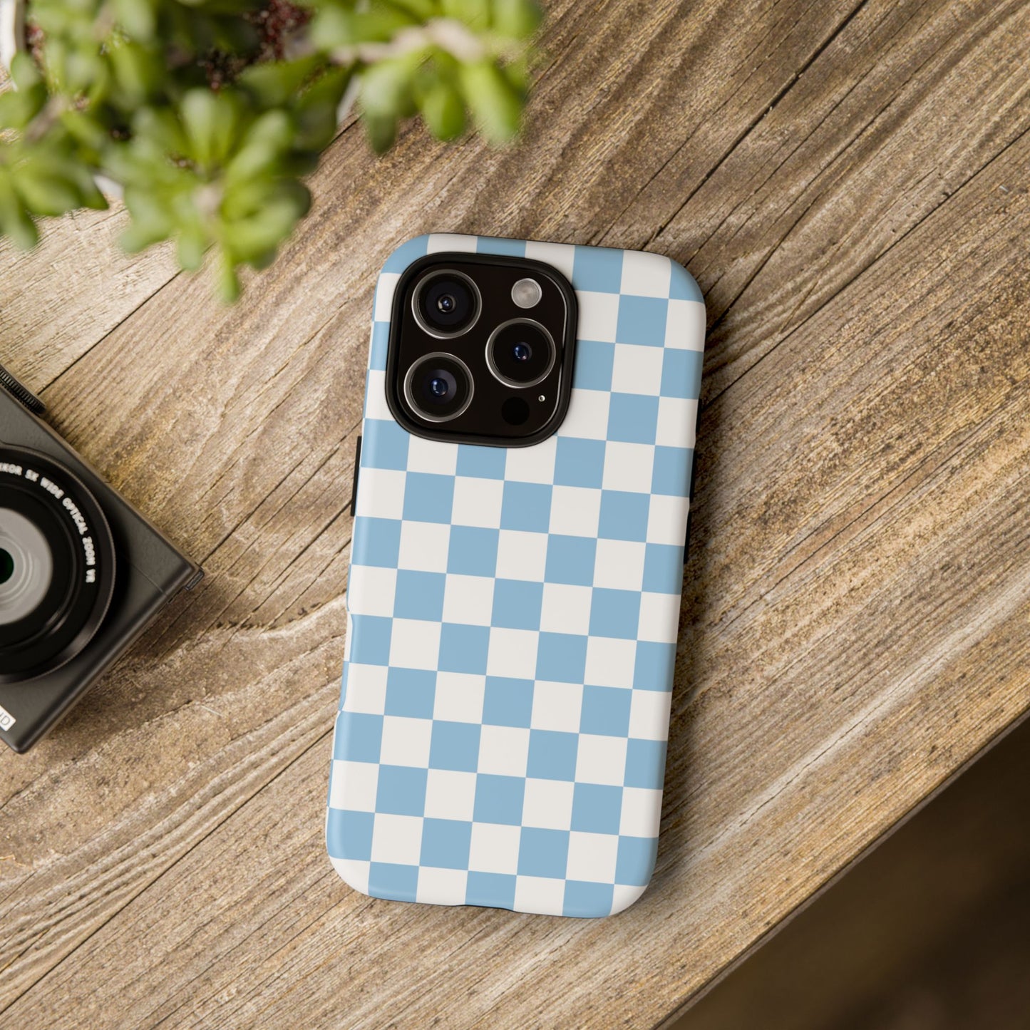 Blue Checkered Phone Case, Tough Phone Cover, Stylish Mobile Protector, Unique Gift for Him/Her, Trendy Accessories for Holidays