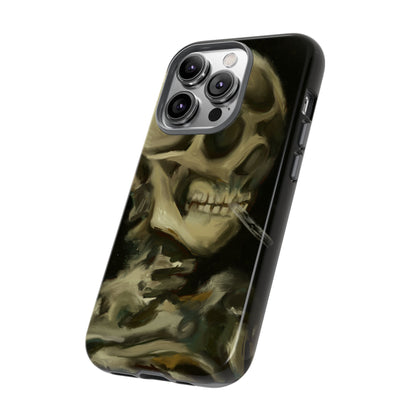 Skull Phone Case - Tough Cases, Macabre Style, Unique Accessories, Perfect for Halloween, Gothic Decor, Edgy Gift Idea | Van Gogh Reimagined, Abstract Twist on  Van Gogh's Skeleton with Burning Cigarette