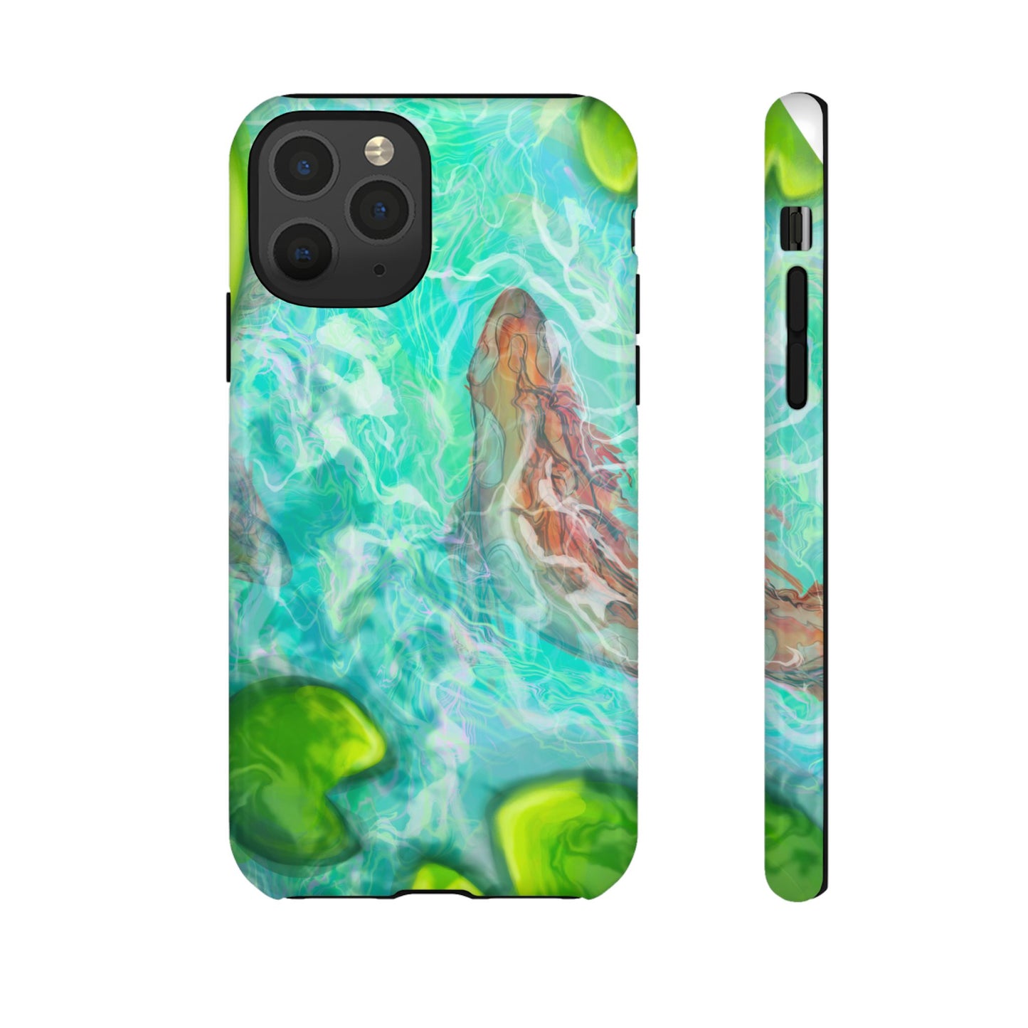 Watercolor Phone Case, Nature Lover Gift, Tough Phone Cover, Phone Accessory, Unique Design for Spring/Summer, Lily Pad, Fish Pond
