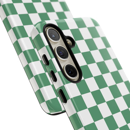 Stylish Phone Case - Green Checker Print, Trendy Phone Cover, Unique Gift, Modern Accessories, Eco-Friendly Case