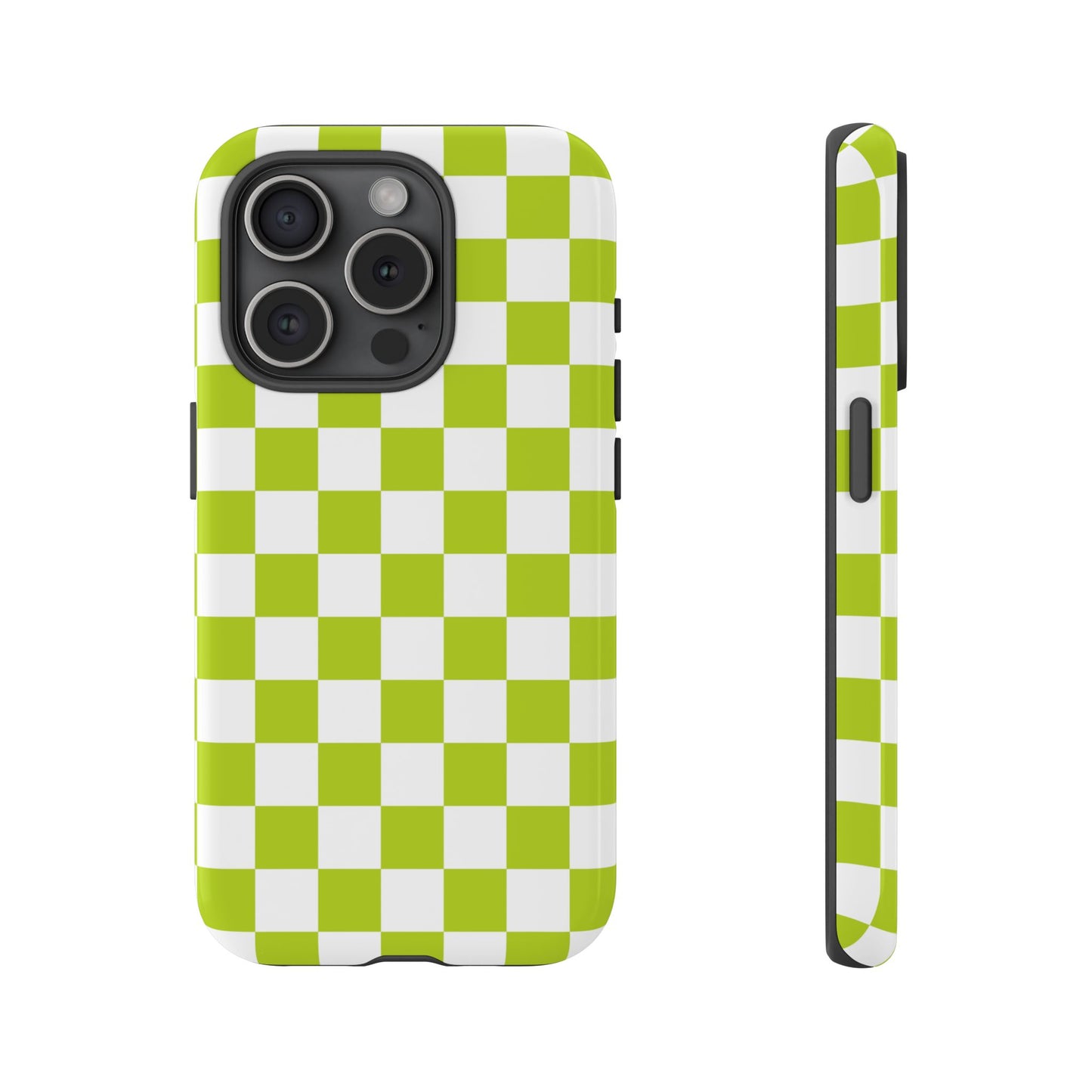 Lively Checker Pattern Phone Case | Tough Cases, Green Checkered Design, Unique Cell Phone Cover, Trendy Accessory, Gift Idea