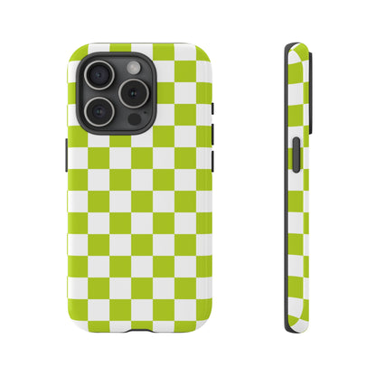 Lively Checker Pattern Phone Case | Tough Cases, Green Checkered Design, Unique Cell Phone Cover, Trendy Accessory, Gift Idea