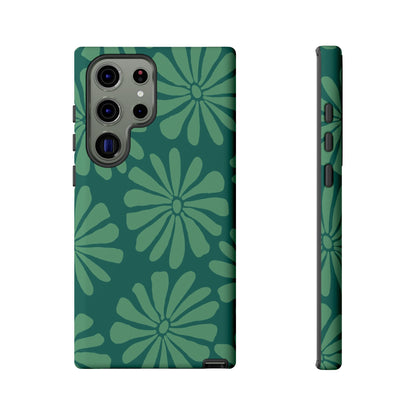 Stylish iPhone Case, Floral Phone Cover, Tough Phone Cases, Green Daisy Design, Unique Gift for Her, Spring Accessories