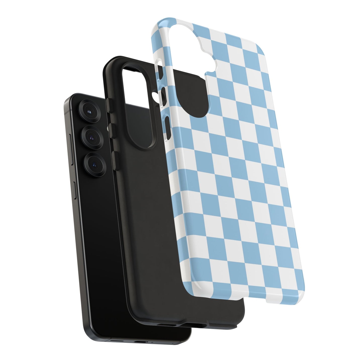 Blue Checkered Phone Case, Tough Phone Cover, Stylish Mobile Protector, Unique Gift for Him/Her, Trendy Accessories for Holidays