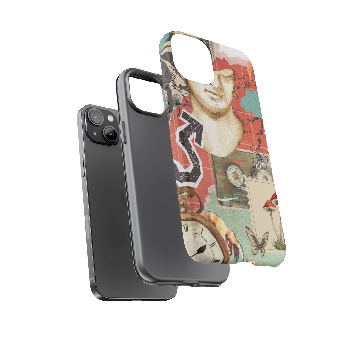 Artistic iPhone Case, Tough Cases with Vintage Design, Unique Phone Cover, Gift for Art Lovers, Protective Case for All Occasions, Vintage Collage Art