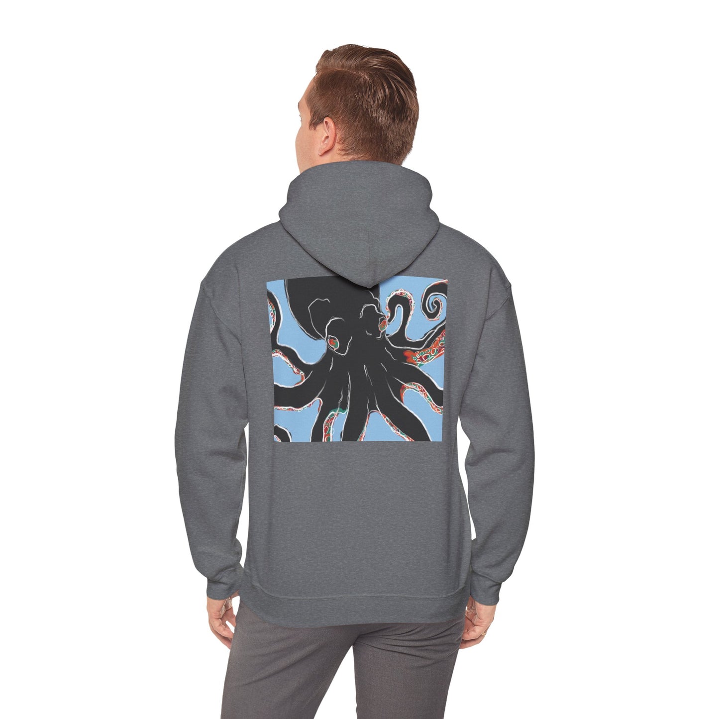 Zen Frog Octopus Unisex Heavy Blend Hooded Sweatshirt, Cozy Graphic Hoodie, Gift for Ocean Lovers, Unique Casual Wear, Relaxed Style