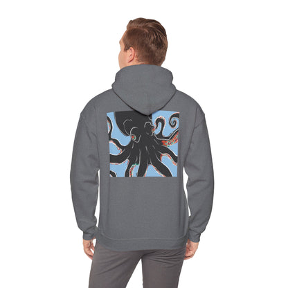 Zen Frog Octopus Unisex Heavy Blend Hooded Sweatshirt, Cozy Graphic Hoodie, Gift for Ocean Lovers, Unique Casual Wear, Relaxed Style