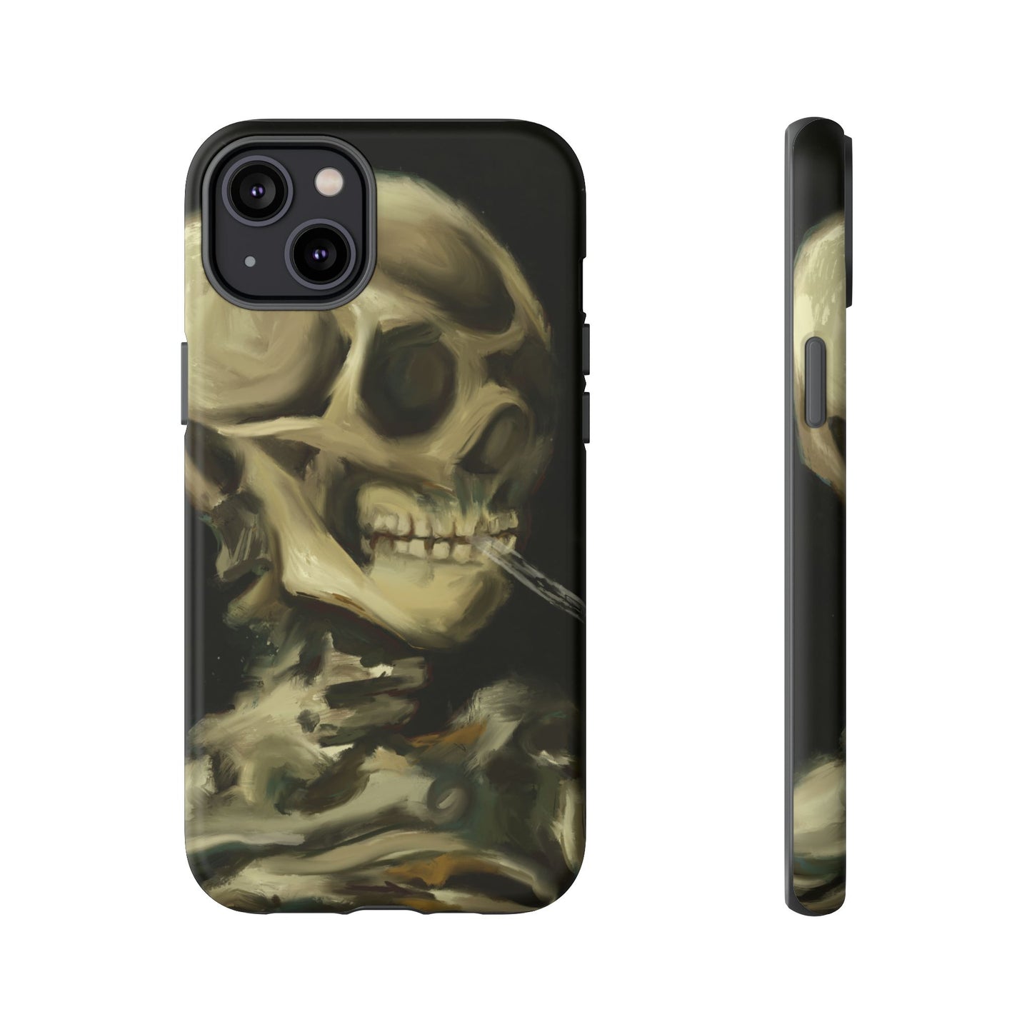 Skull Phone Case - Tough Cases, Macabre Style, Unique Accessories, Perfect for Halloween, Gothic Decor, Edgy Gift Idea | Van Gogh Reimagined, Abstract Twist on  Van Gogh's Skeleton with Burning Cigarette