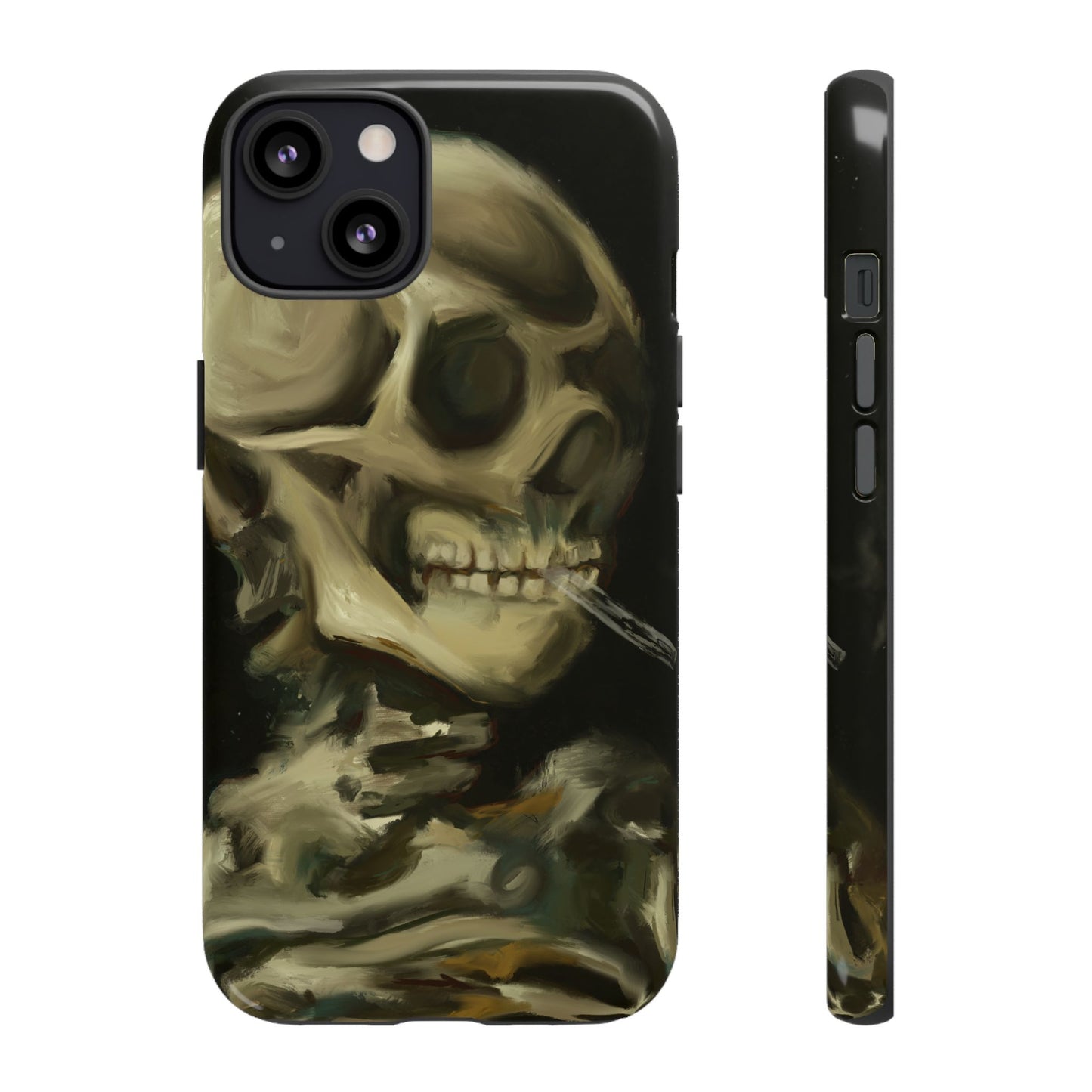 Skull Phone Case - Tough Cases, Macabre Style, Unique Accessories, Perfect for Halloween, Gothic Decor, Edgy Gift Idea | Van Gogh Reimagined, Abstract Twist on  Van Gogh's Skeleton with Burning Cigarette