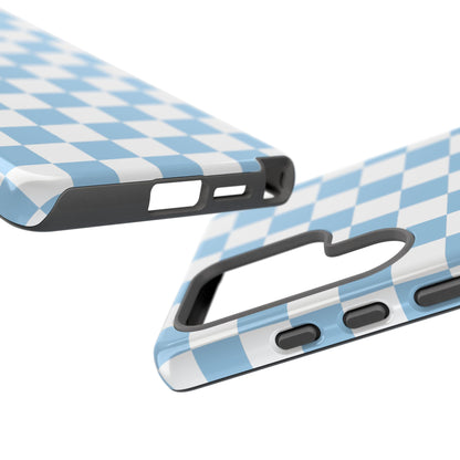 Blue Checkered Phone Case, Tough Phone Cover, Stylish Mobile Protector, Unique Gift for Him/Her, Trendy Accessories for Holidays