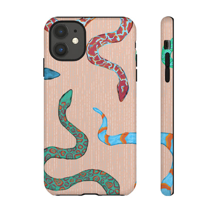 Colorful Snake Phone Case, Tough Phone Case, Unique Phone Cover, Animal Print Case, Gifts for Her, Trendy Accessories