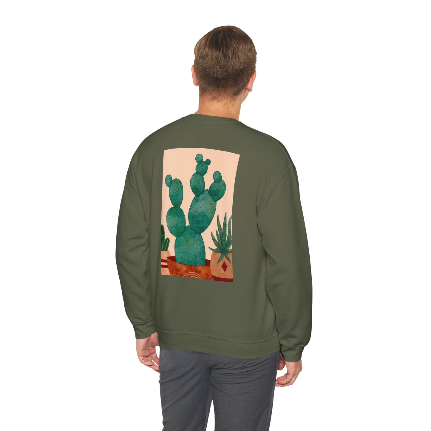 Cactus Art Crewneck Sweatshirt - Cozy unisex pullover, perfect for plant lovers, everyday wear, gifts for him/her, and casual outings