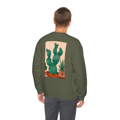 Cactus Art Crewneck Sweatshirt - Cozy unisex pullover, perfect for plant lovers, everyday wear, gifts for him/her, and casual outings